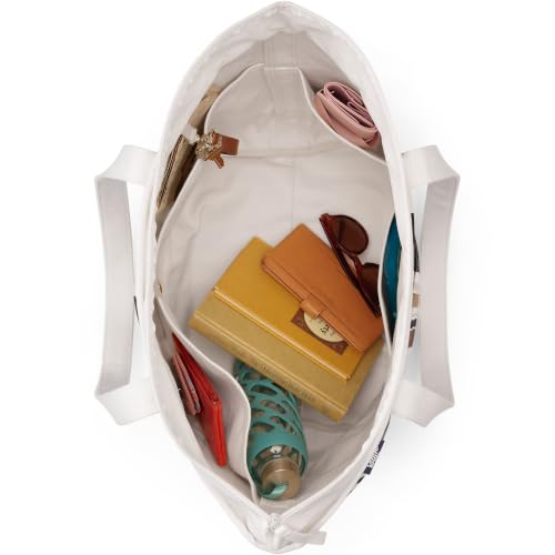 Image of Lands' End Zip Top Long Handle Canvas Tote Bag