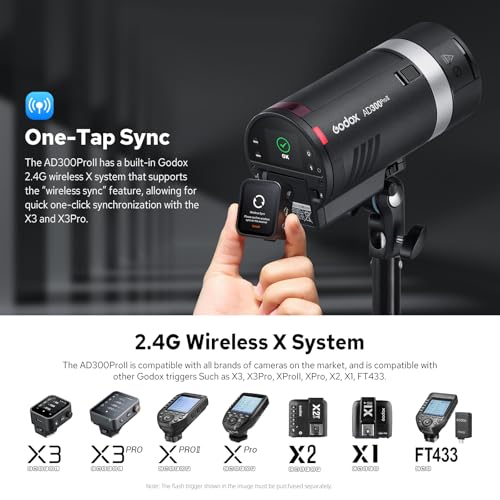 Image of GODOX AD300ProII AD300Pro II Outdoor Flash Strobe, 2.4G 300Ws TTL HSS 1 /8000s Portable Flash Monolight, 350 Full Power Flashes, 12W Bi-Color Modeling Lamp, 1 /512-1 /1 Power Adjust, HD Color Screen