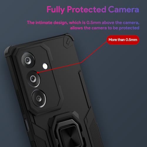 Image of Pikkme Back Cover for Samsung Galaxy M36 5G Tough Armor 360 Camera Protection Raised Edges & Kickstand Bumper Case (Black)