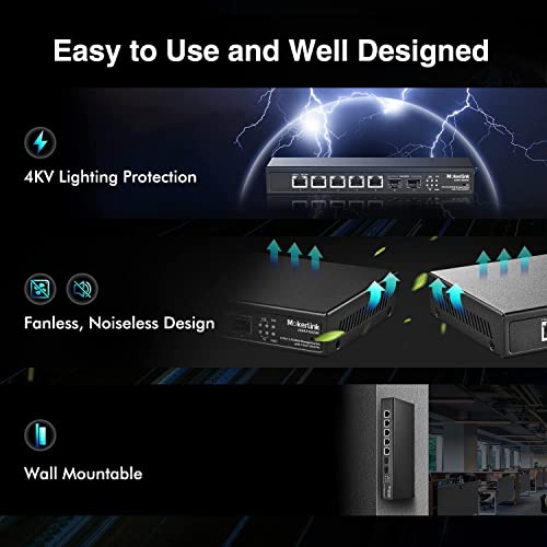 Image of MokerLink 5 Port 2.5 Gigabit Ethernet, 2 Port 10G SFP+, 128Gbps Bandwidth, Metal Fanless, Web Managed L2 Network Switch