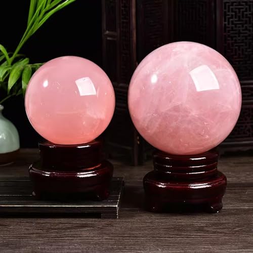 Cuarzo rosa en esfera de 8cm que transforma la luz de tu escritorio con soporte incluido 5