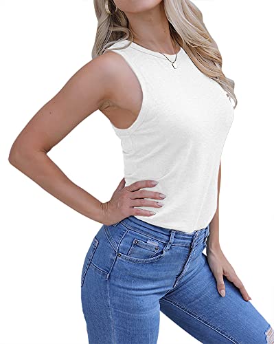Langwyqu Womens' Crewneck Sleeveless Summer Casual Loose Fit Basic Shirts2