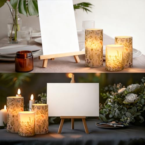 Image of Baquler Wildflowers Floral Glass Flameless Candles with Remote Timer Battery Operated LED Flickering Pillar Spring Summer Butterfly Dinner Holiday Decor