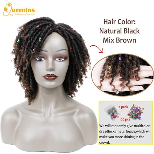 Queentas ZFINP13574 Dreadlock Wigs For Black Women And Men Short Curly Big Afro Braided Wigs Faux Locs Twist Braiding Synthetic Wigs thumb #2