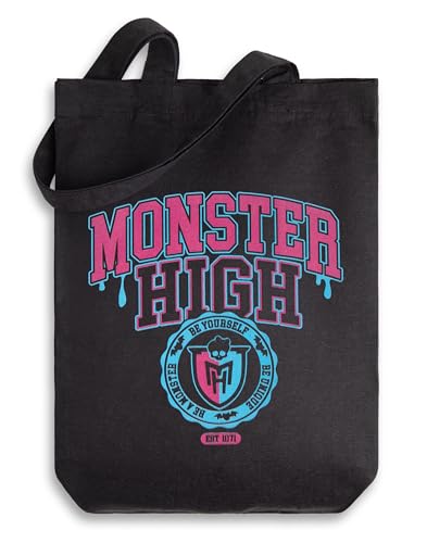 Monster High Sac fourre-tout noir Be Yourself pour femme | Design cartoon classique avec inscription, BE YOURSELF, EST. 2011