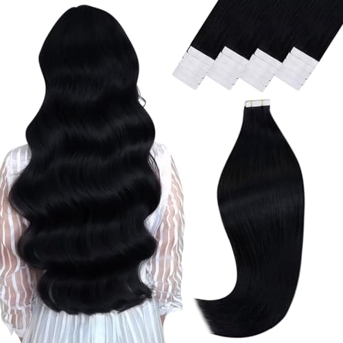 Vivien Tape in Extensions Real Human Hair Black 12 Inch Invisible Natural Hair Extensions Tape in Jet Black Short Soft 20pcs 30g #1