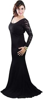 فستان اسود طويل بدون ظهر للنساء مع سلسلة من الخلف