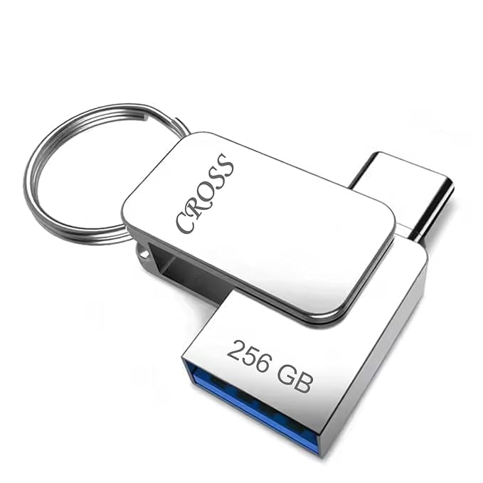 Image of CROSS Type-C OTG PENDRIVE,Premium Metal Body with USB 3.0 Technology, 180 Mbps HIGH Speed Data Transfer,16 /32 /64 128 /256 (GB) Compatible with Smartphones, LAPTOPS, TV'S, Gaming Console ETC (256, GB)