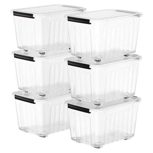 Nazhura 72 Quart Plastic Storage Bin, Stackable and Nestable Storage Boxes with Lids and Secure...