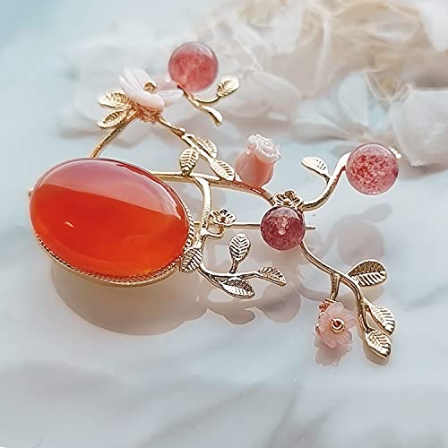 Image of Brooches for Women with Crystal, Pink Flower, Rhinestone Brooches Pins Elegant Jewelry Blossom Fashionable Gifts Ladies Bouquet Brooches Pin for Birthday, Party, New Year, Wedding