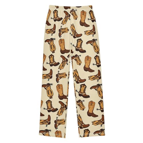 Cowboy Boot Pajama Pants Wide Leg Pj Bottoms Lounge Comfy Soft Casual Sleep Pants