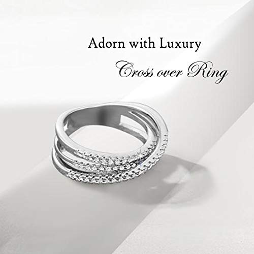 Samie Collection Intertwined Crossover Statement Anniversary Ring with 0.2ctw CZ in Silver Tone Rhodium Plating Fashion Jewelry2
