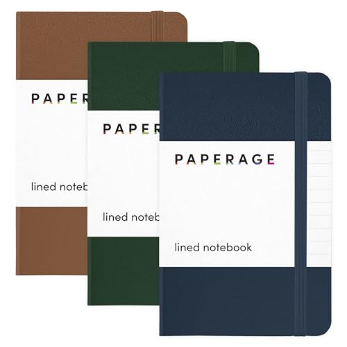 Carnet de notes de poche ligné haut de gamme PAPERAGE, papier épais 100g vert foncé et cognac