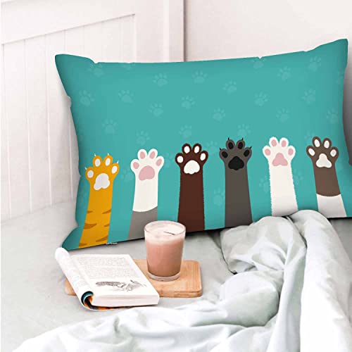 Mugod Rectangle Pillowcase Funny Colorful Kitten Cat Paws,Standard Throw Cushion Cover For Bed Couch Sofa Office Decor 20X30 Inches #TOP5