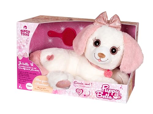 Gipsy Toys – Peluche Interactivo Perro Puppy Bella – 30 CM – Rosa Y Blanco – SE Vende EN Caja DE Regalo