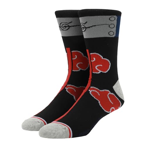 Bioworld Naruto: Shippuden Red Cloud Rain Of Blood Justice Anime Crew Socks (8-12) Manga Crew Calf Socks
