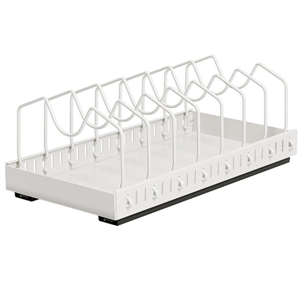 Hndhbfgrt Cabinet Organizer for Pots, Pans, and Lids-Pull Out Design with Adjustable Dividers