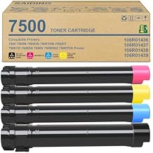 7500 Toner Cartridge 106R01436 106R01437 106R01438 106R01439 High Yield Replacement for Xerox Phaser 7500 7500N 7500DN 7500YDN 7500DT 7500YD 7500DX 7500V 7500DNZ 7500YDX Printer 4 Pack