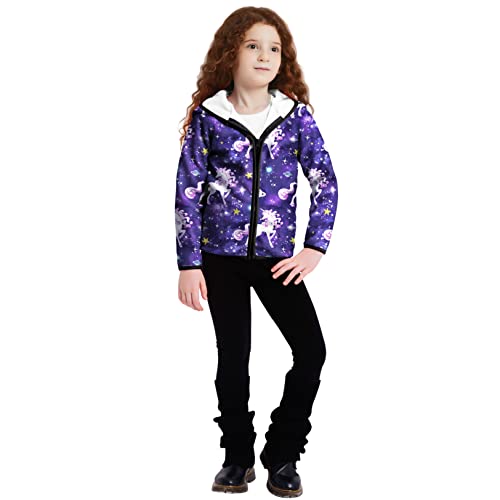 Jxstar Girls Zip-Up Hoodie Kids Fall Winter Warm Sweatshirt Polar Fleece Clothes with Pockets3