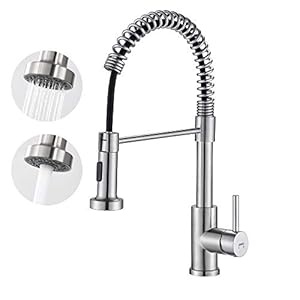 Lonheo Wasserhahn Küche ausziehbar Hochdruck Spiralfeder-Spültischarmatur 360° drehbar Edelstahl Einhebelmischer Küchenarmatur Mischbatterie Armatur mit 2 Strahlarten
