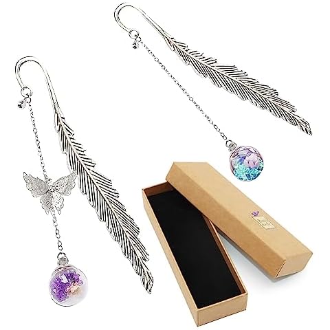 VEGCOO Vintage Metal Feather Bookmarks Set Cover