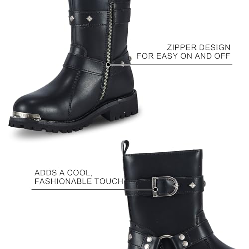 Women's Motorcycle Boots PU Leather Waterproof With Side Zipper For Motorbike Riding Work Outdoor4