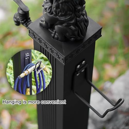 Colonna d'acqua da giardino, colonna d'acqua da giardino indipendente, rubinetto da giardino con colonna d'acqua in acciaio inossidabile con supporto per tubo flessibile per patio, terrazza,