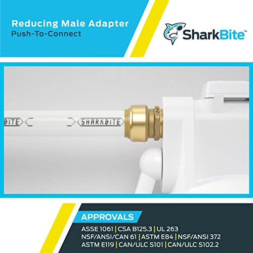 Sharkbite 3/8 Inch (1/2 Inch Od) X 1/2 Inch Mnpt Reducing Adapter, Push To Connect Brass Plumbing Fitting, Pex Pipe, Copper, Cpvc, Pe-Rt, Hdpe, U118Lfa #TOP4