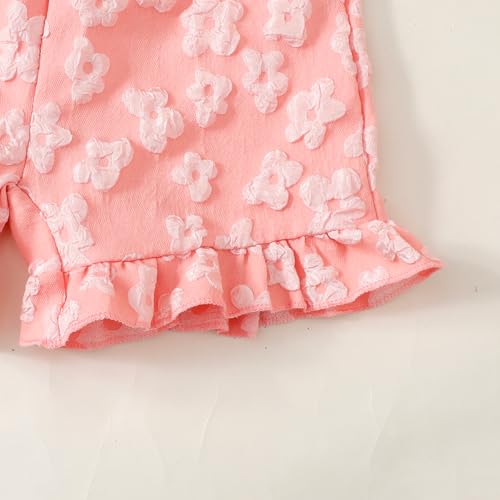 Image of Ayzozuy Kid Girl Clothes Shorts Set 2 Piece Outfits Summer Casual Short Sleeve Top and Shorts Set for Girls 4-7