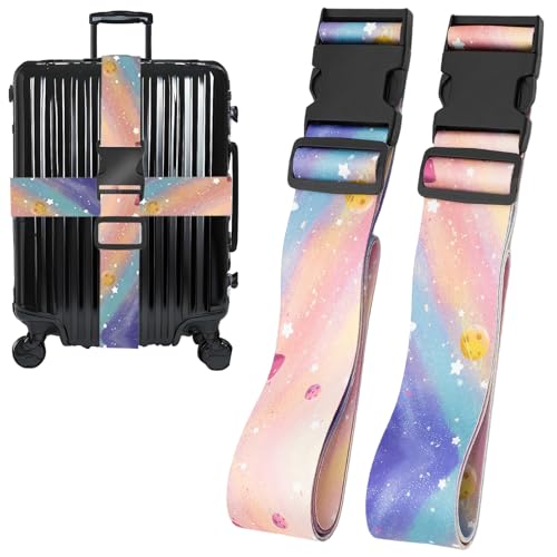 Image of Milky Way Galaxy Luggage Straps for Suitcases, Adjustable Luggage Travel Belt to Keep Luggage Security While Travel, Strong Polyester Fabric, Easy-to-Recognize Stylish Design Travel Essentials, 2 Pack