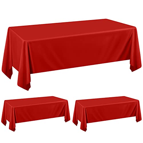 Confezione da 2 tovaglie rettangolari rosse, tovaglia 153 x 260 cm per tavoli da 1,8 m, tovaglia in tessuto di poliestere, resistente alle macchie e alle pieghe, lavabile, per matrimoni, banchetti, fe