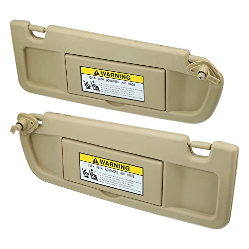 X Autohaux 2Pcs Left Driver Right Passenger Side Sun Visor With Mirror 83280-Sna-A01Zb 83230-Sna-A01Zb For Honda Civic 2006 2007 2008 2009 2010 2011 Beige #TOP18