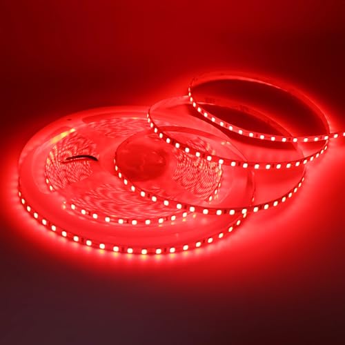 HEGEHE - Striscia LED 24V [5M, Rosso ],CRI85+,SMD2835,120 LEDs/m,design fai da te,adatta per camera da letto,soggiorno,sala giochi,cucina,decorazioni per feste e negozi - senza alimentatore
