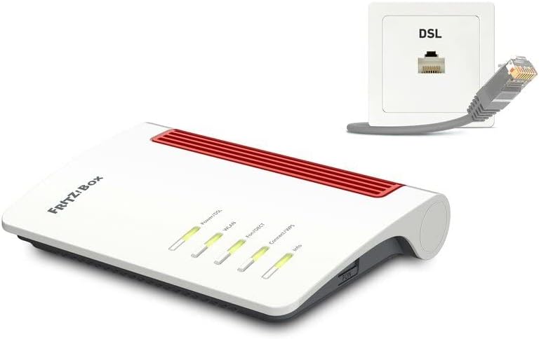AVM FRITZ!Box 7510 router connected to a DSL wall socket