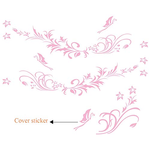 Image of Car Body Decals Carved Hollow Flower Butterfly Decorative Stickers Anti-Scratch for Cars, Vans, SUVs, Trucks,Set of 3 pcs (Pink)