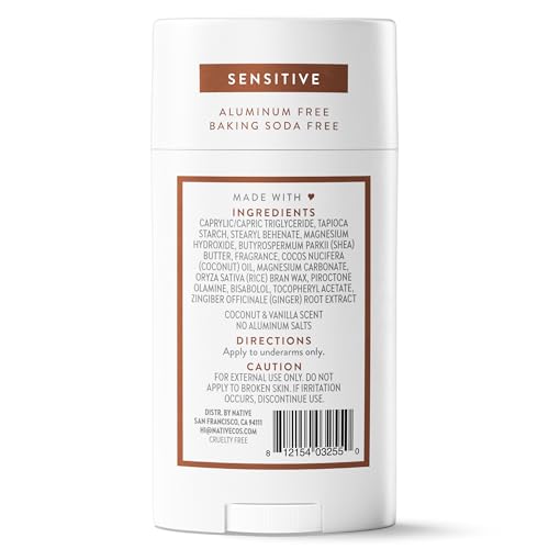 Native Sensitive Deodorant Contains Naturally Derived Ingredients, 72 Hour Odor Control | Deodorant for Women & Men, Aluminum Free with Baking Soda, Coconut Oil and Shea Butter, Coconut & Vanilla - image 9