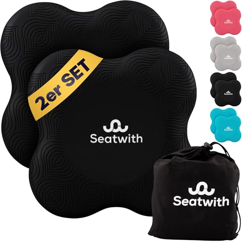 Seatwith Yoga Knee Pads for Women (Pack of 2) - Pilates & Yoga Cushion with Transport Bag + Training PDF Instructions - Maximum Relief & Support for Knees, Wrists & Elbows - Yoga Knee Mat - 20 x 20 cm Seatwith Yoga Knee Pads for Women (Pack of 2) - Pilates & Yoga Cushion with Transport Bag + Training PDF Instructions - Maximum Relief & Support for Knees, Wrists & Elbows - Yoga Knee Mat - 20 x 20 cm
