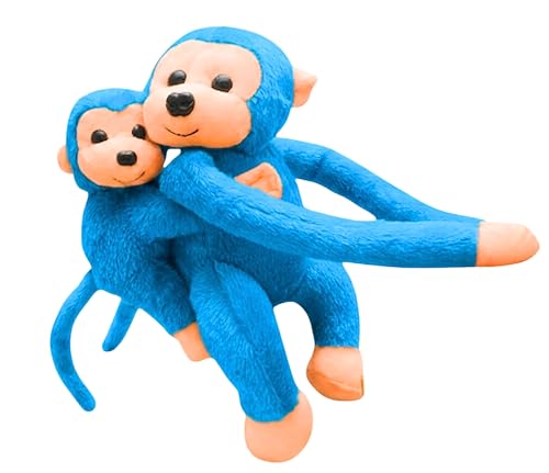 Image of Tickles 2 Pcs Monkey Mother Baby Soft Plush Toy Curtain Tiebacks Holder Clip for Children Living Room Decoration Accessories Window Curtain Decoration (Size: 30 cm Color: Sky Blue)