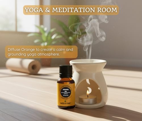 Image of Earth N Pure Ceramic Diffuser Burner with 10Ml Orange Essential Oil | 2 Tea Light Candles | Perfect for Gift Set