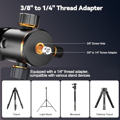 Image of EMART 36mm Metal Tripod Ball Head, 360Rotating Panoramic Heavy Duty Ball Head Mount with Arca 1 /4'' Quick Release Plate for Camera Tripod Monopod DSLR Camcorder Telescope,Max Load 33lb /15kg