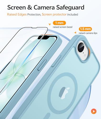 Image of FNTCASE for iPhone 17e Case: iPhone 16e Phone Case [Compatible with Magsafe] Translucent Matte Cases with [Screen Protector] Military Grade Shockproof Protective Phone Cover - Teal