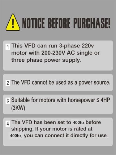 Huanyang VFD,Single to 3 Phase,Variable Frequency Drive,3kW 4HP 220V-230V Input/Output AC 13A for Motor/Spindle Speed Control,HY Series