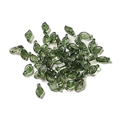 100pcs-9.7x5.5x3.6mm-dark green acrylic leaf charms