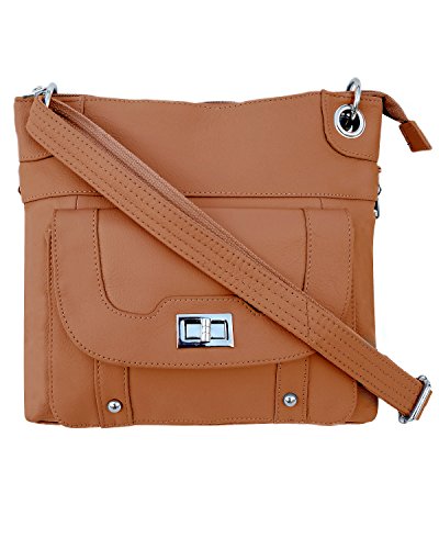 Roma Leathers Women's Concealed Carry Purse - Premium Cowhide Leather Cross Body Handbag - YKK Lockable Zipper - Cut Proof Adjustable Shoulder Strap - Front Twist Lock Buckle - Manufacturer Guarantee