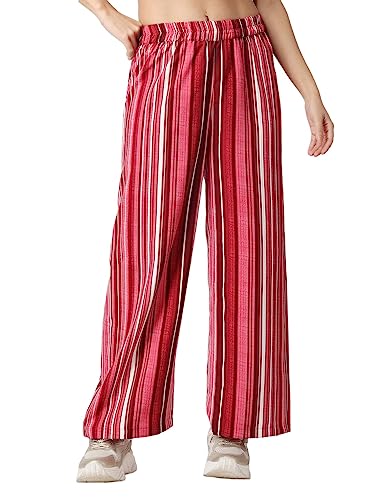 Image of POPWINGS Casual Printed Trouser for Women || Loose Fit Trouser for Women || Stylish Pull-On Trouser for Women || Casual Summer Trousers for Women || Relaxed Fit Full-Length Women Trouser