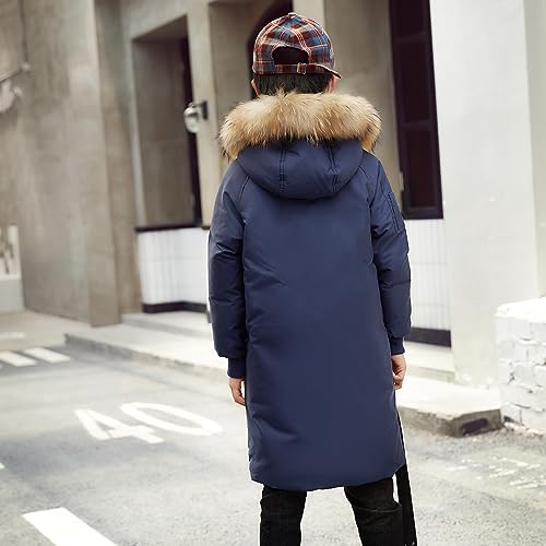 Boys' Mid Length Down Jacket Kids Thermal Winter Hooded Parka Coat Age 3-14 Years4