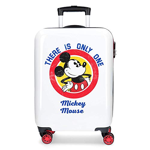Disney Mickey Magic Maleta de cabina Blanco 37x55x20 cms Rígida ABS Cierre combinación 33L 2,8Kgs 4 Ruedas Dobles Equipaje de Mano