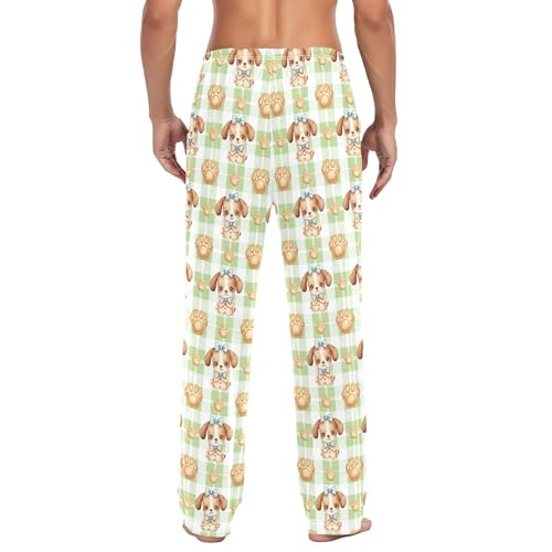 Men's Pajama Bottom Cute Puppy Pattern Cotton Pajama Pants Drawstring Sleepwear Long Pants Pockets3