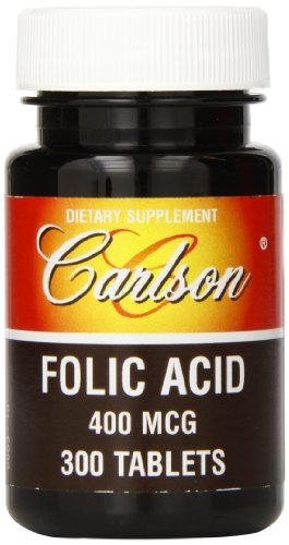 Carlson Labs Folic Acid, 400mcg, 300 Tablets