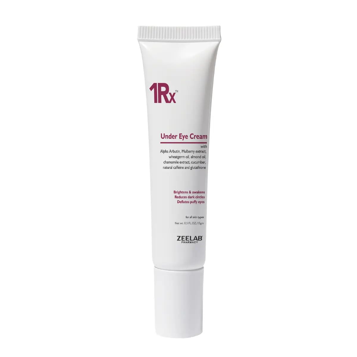 1RX Under Eye Cream with Alpha Arbutin, Natural Caffeine, Glutathione, Mulberry Extract, Almond Oil, Wheat Germ Oil, Chamomile & Cucumber Extract | Helps Reduce Dark Circles & Puffiness | 20g